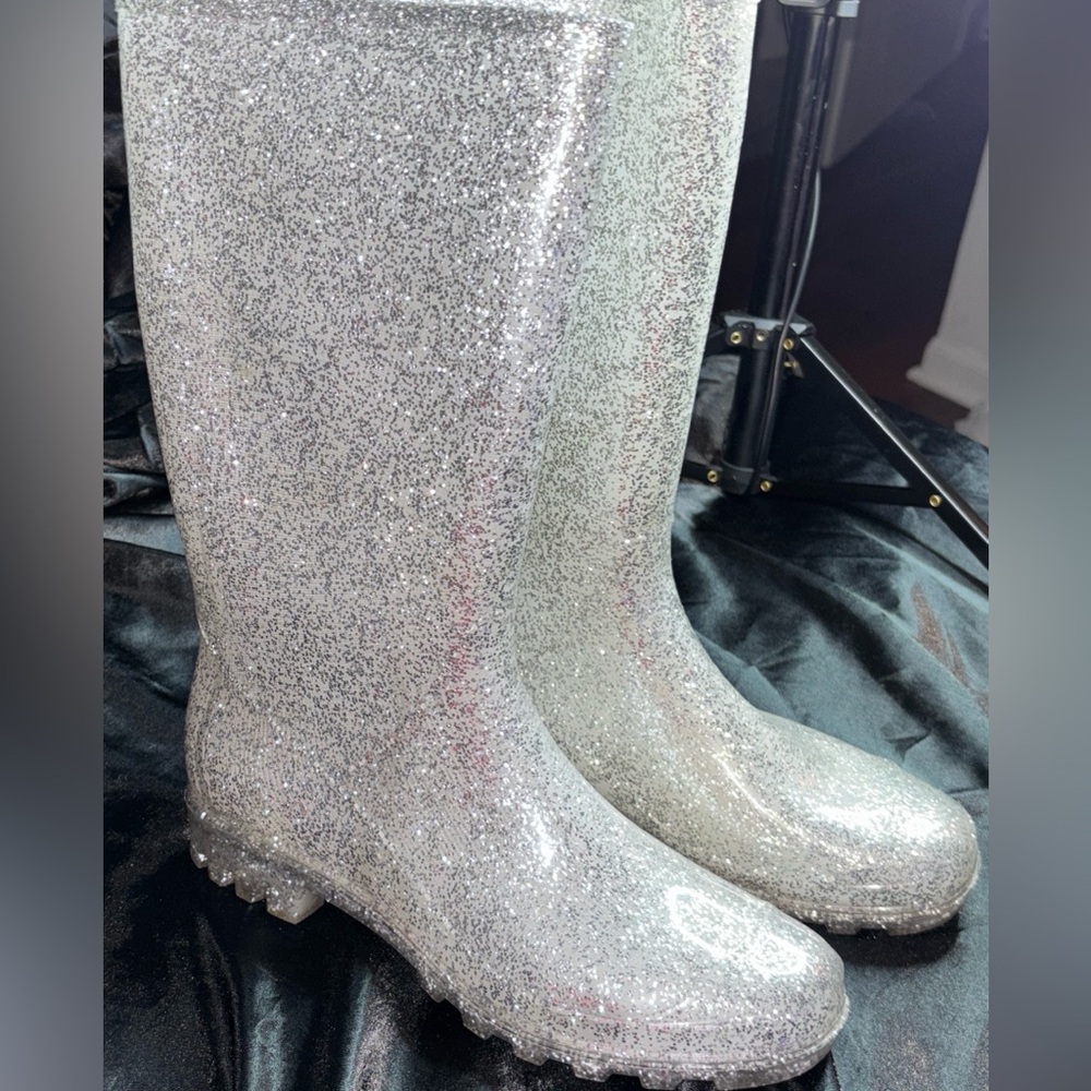ASOS Silver Glitter Rain Boots US Size 10